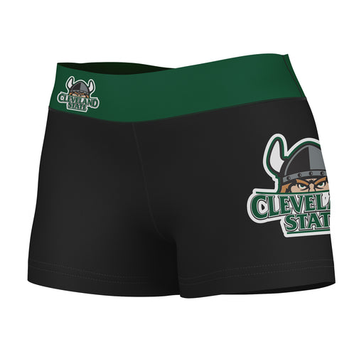 CSU Vikings Vive La Fete Game Day Logo on Thigh and Waistband Black & Green Women Yoga Booty Workout Shorts 3.75 Inseam"