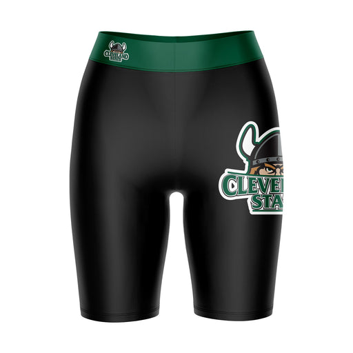 CSU Vikings Vive La Fete Game Day Logo on Thigh and Waistband Black and Green Women Bike Short 9 Inseam"