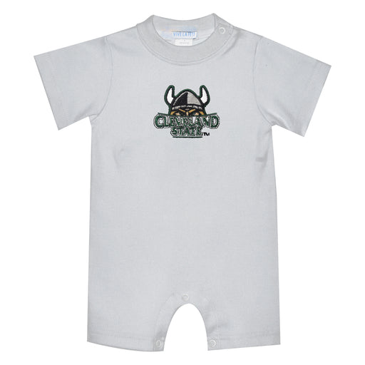 Cleveland State Vikings Embroidered White Knit Short Sleeve Boys Romper