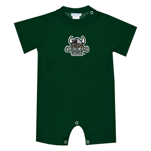 Cleveland State Vikings Embroidered Hunter Green Knit Short Sleeve Boys Romper
