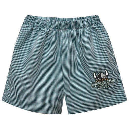 Cleveland State Vikings Embroidered Hunter Green Gingham Pull On Short