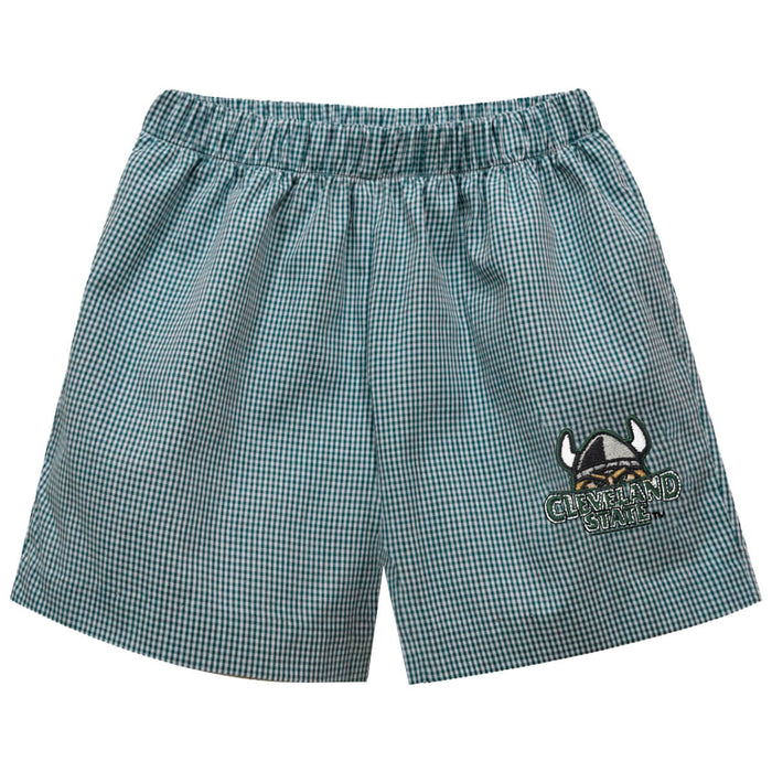 Cleveland State Vikings Embroidered Hunter Green Gingham Pull On Short