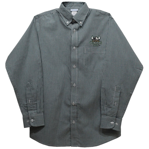 Cleveland State Vikings Embroidered Hunter Green Gingham Long Sleeve Button Down