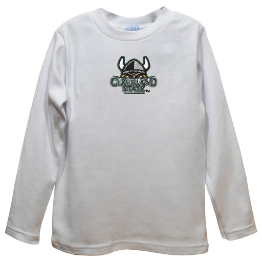 Cleveland State Vikings Embroidered White Knit Long Sleeve Boys Tee Shirt