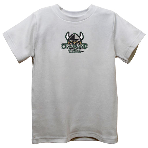 Cleveland State Vikings Embroidered White Knit Short Sleeve Boys Tee Shirt