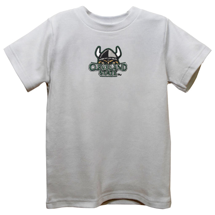 Cleveland State Vikings Embroidered White Knit Short Sleeve Boys Tee Shirt