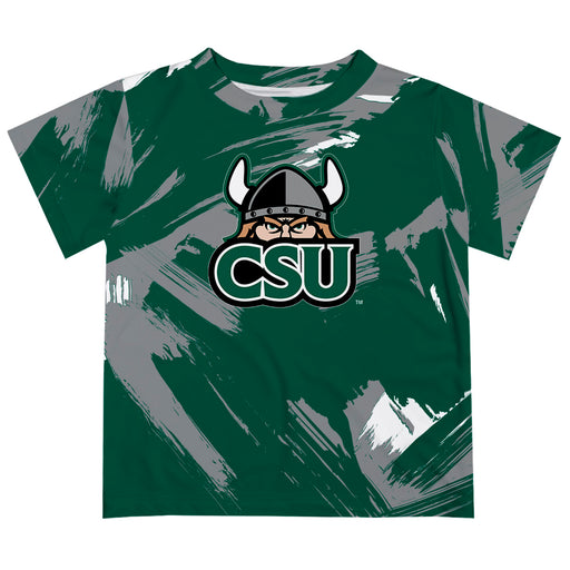 Cleveland State Vikings Vive La Fete Boys Game Day Green Short Sleeve Tee Paint Brush