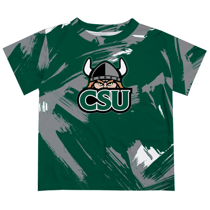 Cleveland State Vikings Vive La Fete Boys Game Day Green Short Sleeve Tee Paint Brush
