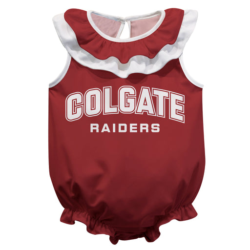 Colgate University Raiders Maroon Sleeveless Ruffle Onesie Logo Bodysuit by Vive La Fete
