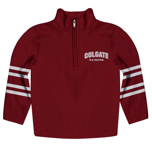 Colgate University Raiders Vive La Fete Game Day Maroon Fleece Quarter Zip Pullover Stripes on Sleeves