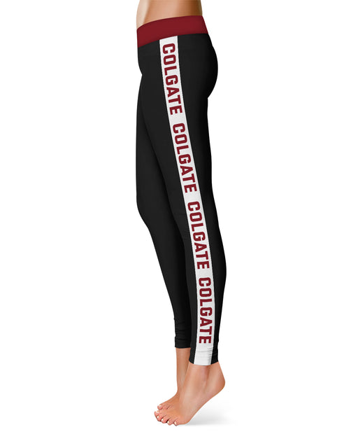 Colgate University Raiders Vive La Fete Game Day Collegiate White Stripes Women Black Yoga Leggings 2 Waist Tights" - Vive La Fête - Online Apparel Store