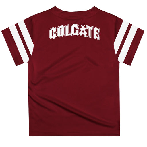 Colgate University Raiders Vive La Fete Boys GameDay Maroon Short Sleeve Tee with Stripes on Sleeves - Vive La Fête - Online Apparel Store