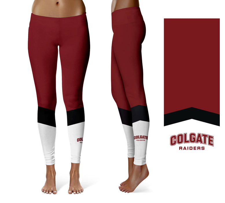 Colgate University Raiders Vive La Fete Game Day Collegiate Ankle Color Block Women Maroon White Yoga Leggings - Vive La Fête - Online Apparel Store