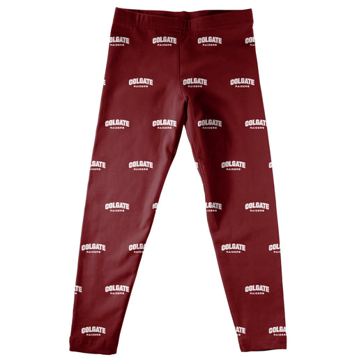 Colgate Raiders Vive La Fete Girls Game Day All Over Logo Elastic Waist Classic Play Maroon Leggings Tights - Vive La Fête - Online Apparel Store