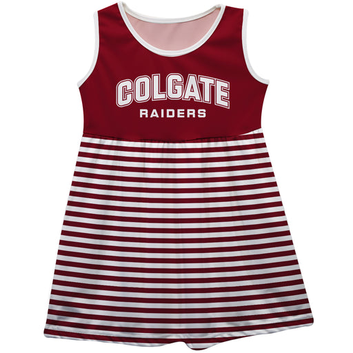 Colgate University Raiders Vive La Fete Girls Game Day Sleeveless Tank Dress Solid Maroon Logo Stripes on Skirt - Vive La Fête - Online Apparel Store
