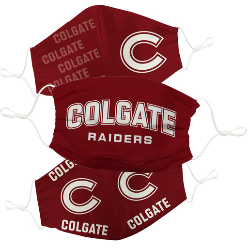 Colgate University Raiders 3 Ply Vive La Fete Face Mask 3 Pack Game Day Collegiate Unisex Face Covers Reusable Washable - Vive La Fête - Online Apparel Store