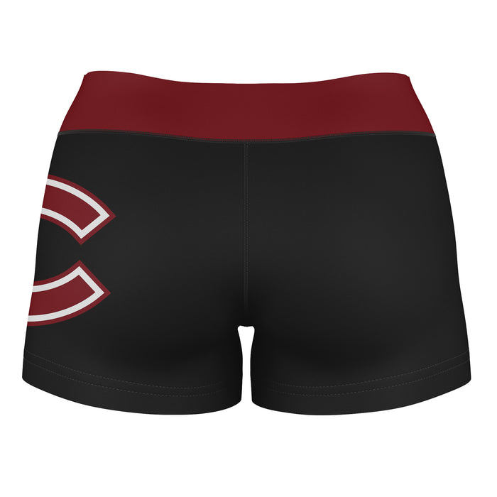 Colgate Raiders Vive La Fete Logo on Thigh and Waistband Black and Maroon Women Yoga Booty Workout Shorts 3.75 Inseam" - Vive La Fête - Online Apparel Store