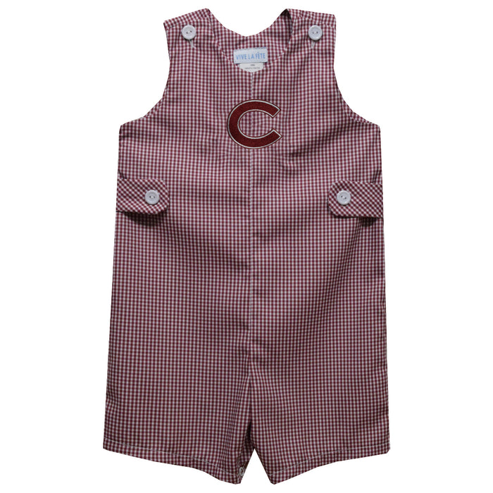 Colgate University Raiders Embroidered Maroon Gingham Boys Jon Jon