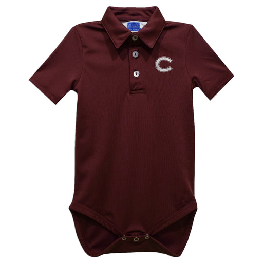 Colgate University Raiders Embroidered Maroon Solid Knit Polo Onesie