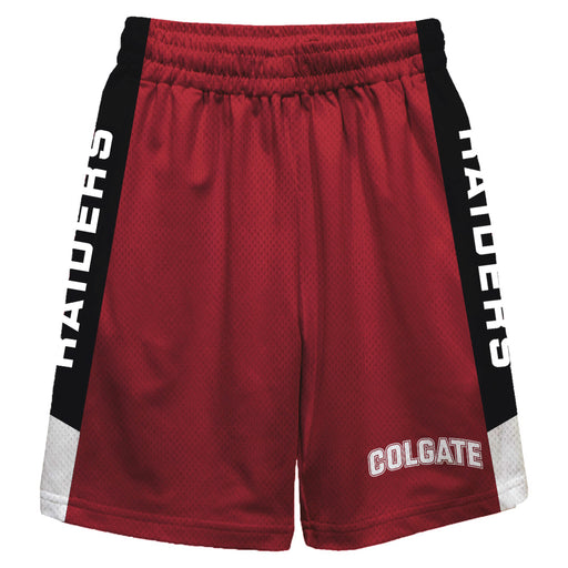 Colgate Raiders Vive La Fete Game Day Maroon Stripes Boys Solid Black Athletic Mesh Short