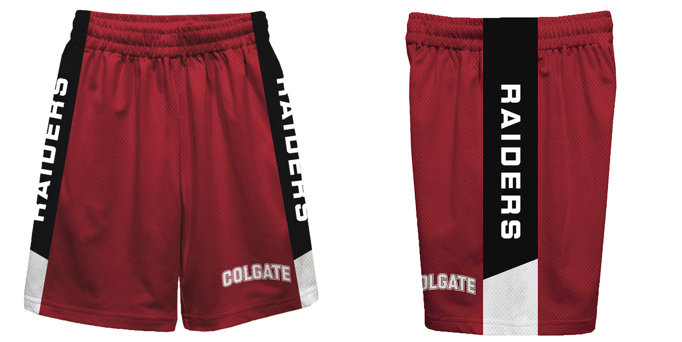 Colgate Raiders Vive La Fete Game Day Maroon Stripes Boys Solid Black Athletic Mesh Short - Vive La Fête - Online Apparel Store