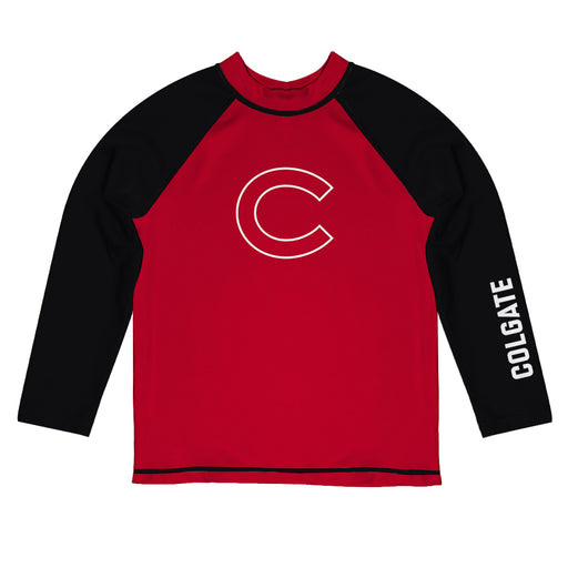 Colgate Raiders Vive La Fete Logo Maroon Black Long Sleeve Raglan Rashguard
