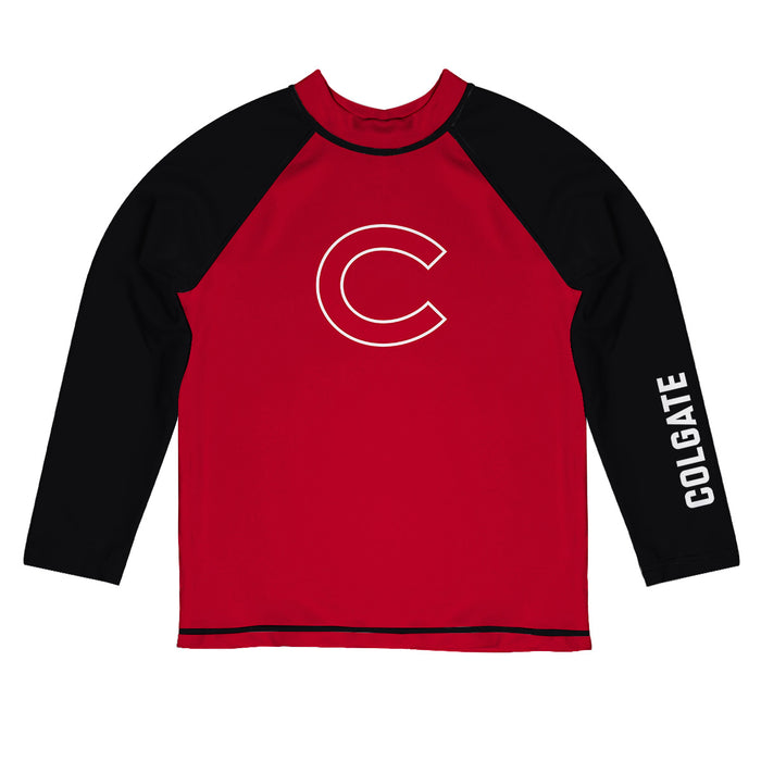 Colgate Raiders Vive La Fete Logo Maroon Black Long Sleeve Raglan Rashguard