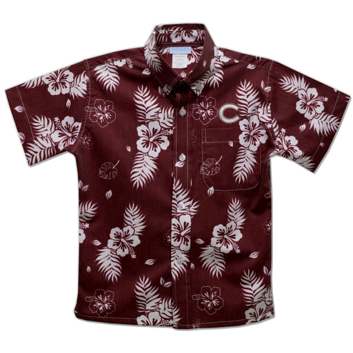 Colgate University Raiders Maroon Hawaiian Short Sleeve Button Down Shirt