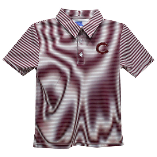 Colgate University Embroidered Maroon Stripes Short Sleeve Polo Box Shirt