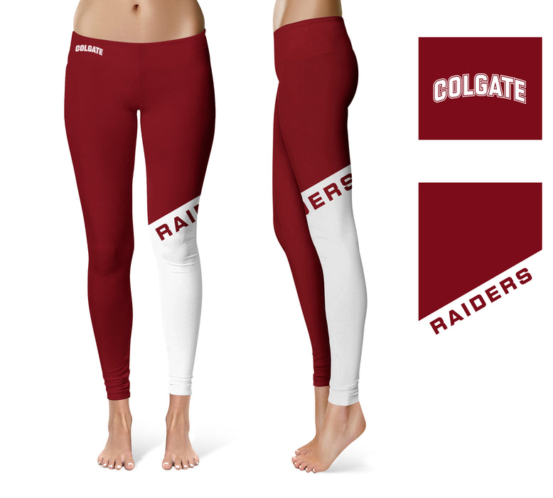 Colgate University Raiders Vive La Fete Game Day Collegiate Leg Color Block Women Maroon White Yoga Leggings - Vive La Fête - Online Apparel Store