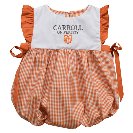 Carroll Pioneers Embroidered Orange Gingham Girls Bubble