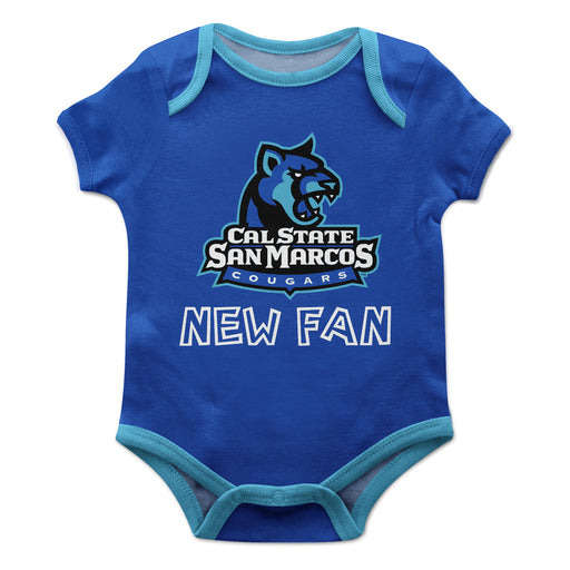 Cal State San Marcos Cougars Vive La Fete Infant Game Day Blue Short Sleeve Onesie New Fan Logo and Mascot Bodysuit