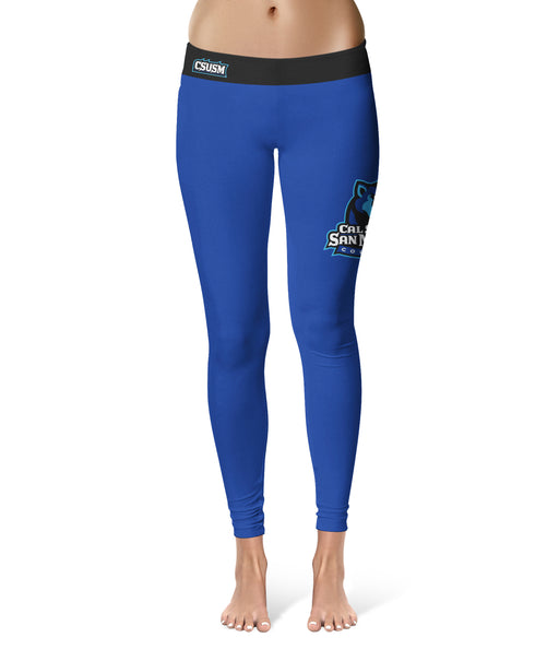 Cal State San Marcos Cougars Vive La Fete Game Day Collegiate Logo on Thigh Blue Women Yoga Leggings 2.5 Waist Tights