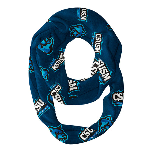 Cal State San Marcos Cougars Vive La Fete Repeat Logo Game Day Collegiate Women Light Weight Ultra Soft Infinity Scarf
