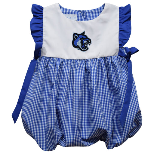 Cal State San Marcos Cougars Embroidered Royal Gingham Short Sleeve Girls Bubble
