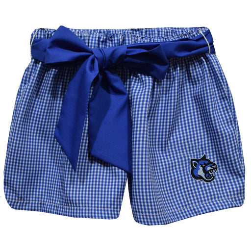Cal State San Marcos Cougars Embroidered Royal Gingham Girls Short with Sash