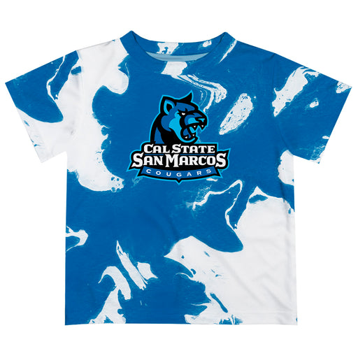 Cal State San Marcos Cougars Vive La Fete Marble Boys Game Day Blue Short Sleeve Tee