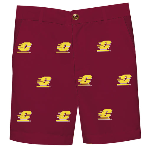 Central Michigan Chippewas Maroon Structured Short All Over Logo - Vive La Fête - Online Apparel Store