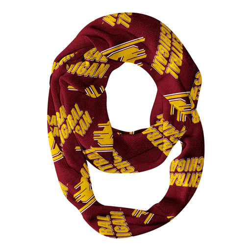 Central Michigan Chippewas Infinity Scarf Maroon All Over Logo - Vive La Fête - Online Apparel Store