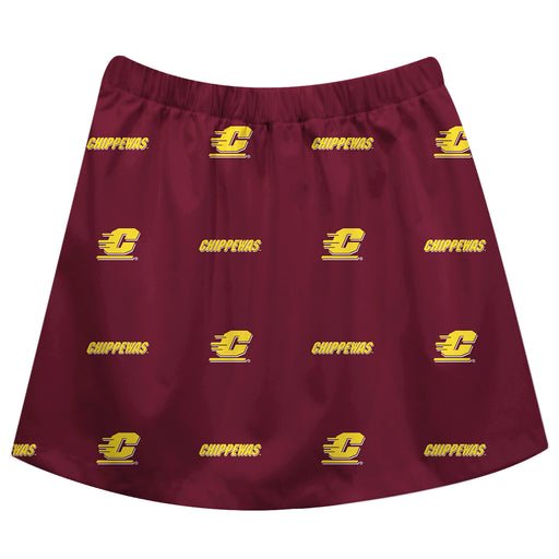 Central Michigan Chippewas Skirt Maroon All Over Logo - Vive La Fête - Online Apparel Store