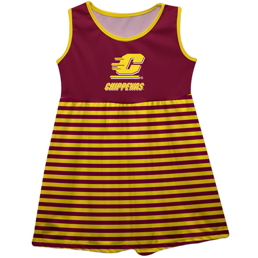 Central Michigan Chippewas Maroon Sleeveless Tank Dress With Gold Stripes - Vive La Fête - Online Apparel Store