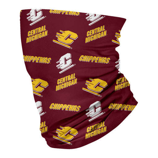 Central Michigan Chippewas Neck Gaiter Maroon All Over Logo - Vive La Fête - Online Apparel Store