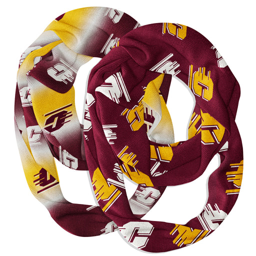 Central Michigan Chippewas Vive La Fete All Over Logo Collegiate Women Set of 2 Light Weight Ultra Soft Infinity Scarfs