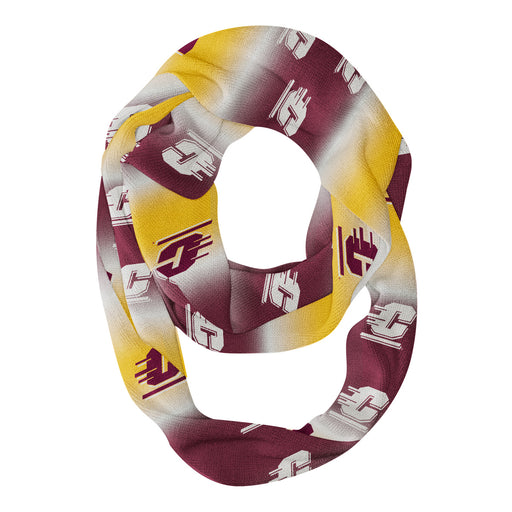 Central Michigan Chippewas Vive La Fete All Over Logo Game Day Collegiate Women Ultra Soft Knit Infinity Scarf