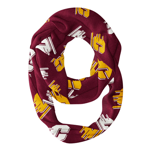 Central Michigan Chippewas Vive La Fete Repeat Logo Game Day Collegiate Women Light Weight Ultra Soft Infinity Scarf