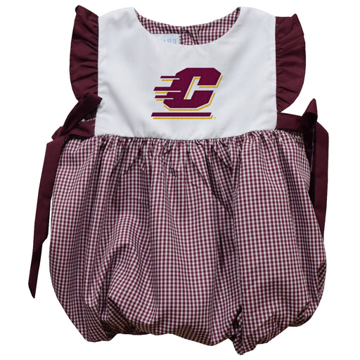 Central Michigan Chippewas Embroidered Maroon Gingham Girls Bubble