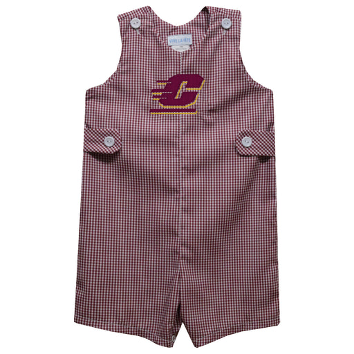 Central Michigan Chippewas Embroidered Maroon Gingham Boys Jon Jon