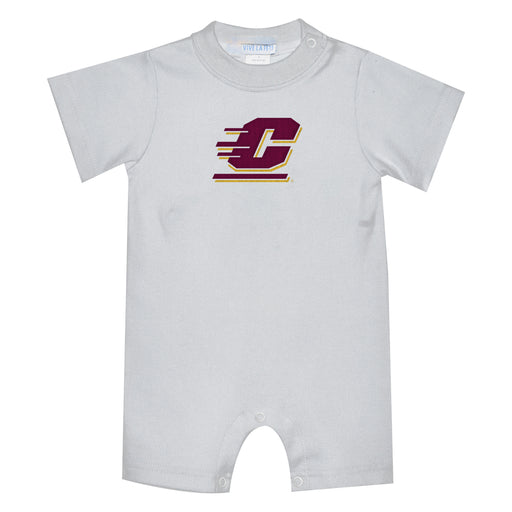 Central Michigan Chippewas Embroidered White Knit Short Sleeve Boys Romper