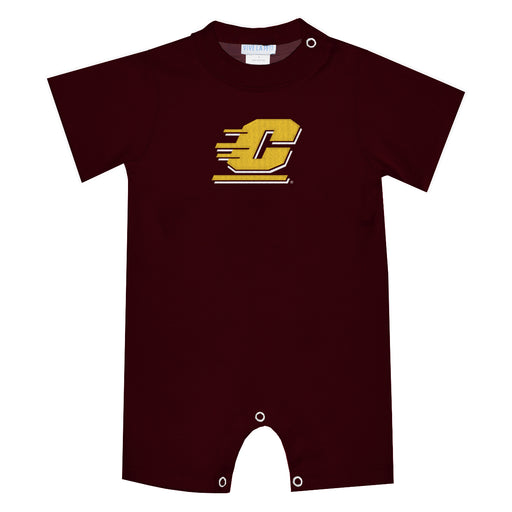 Central Michigan Chippewas Embroidered Maroon Knit Short Sleeve Boys Romper