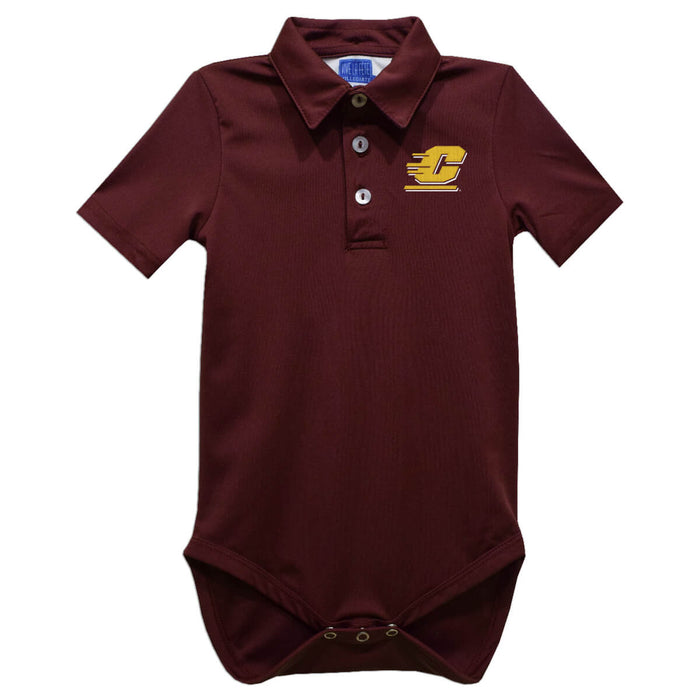 Central Michigan Chippewas Embroidered Maroon Solid Knit Polo Onesie